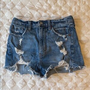 Abercrombie & Fitch Ripped Blue Jean Shorts. High waisted